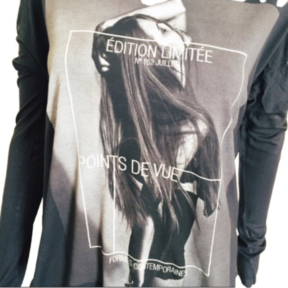 ZARA White Black Collection Minimalist Graphic Print Tee Modern M - Picture 6 of 10